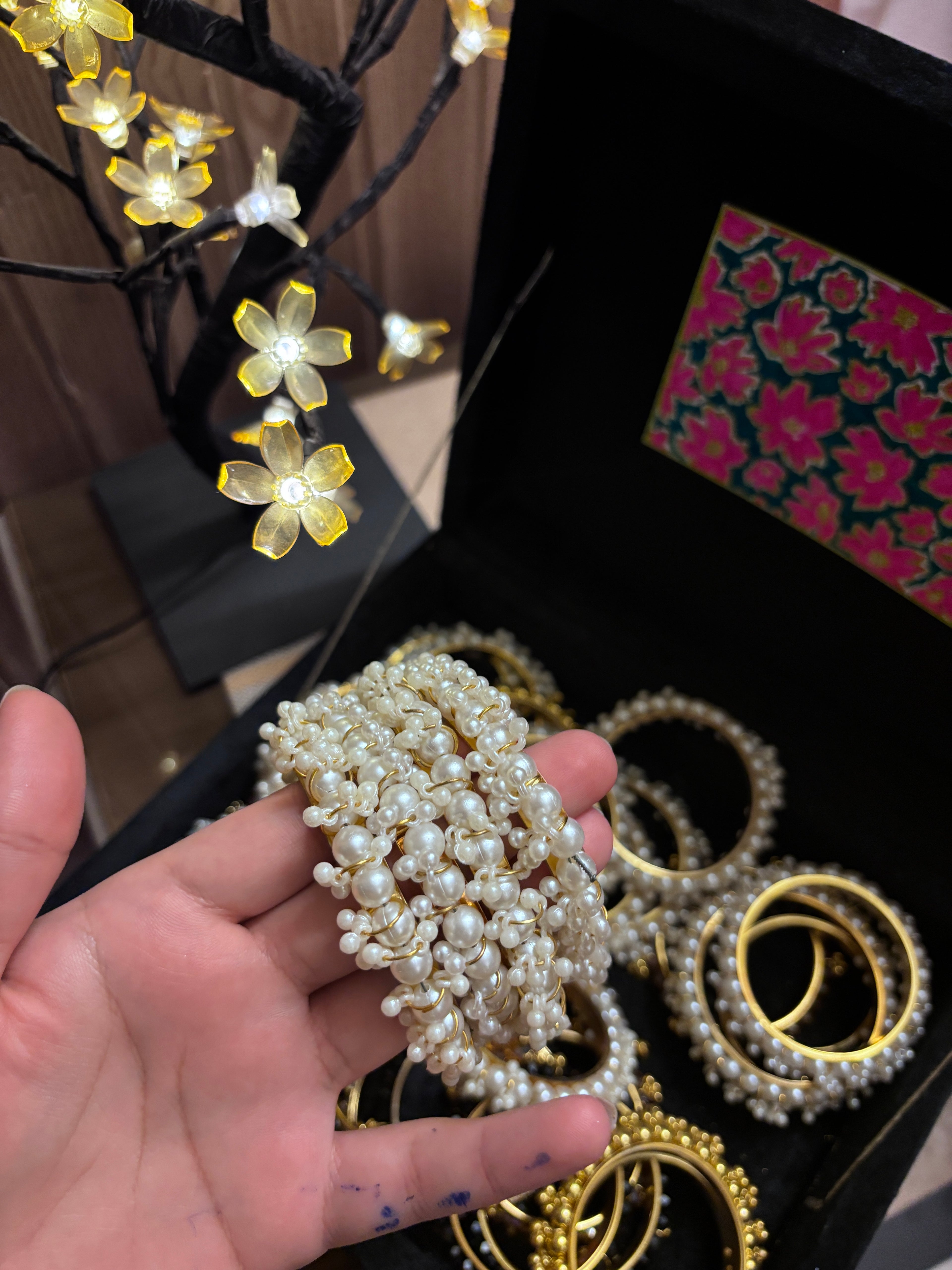 Elegant Pearl Cluster Chooriyan | Traditional Desi Pearl Bangles