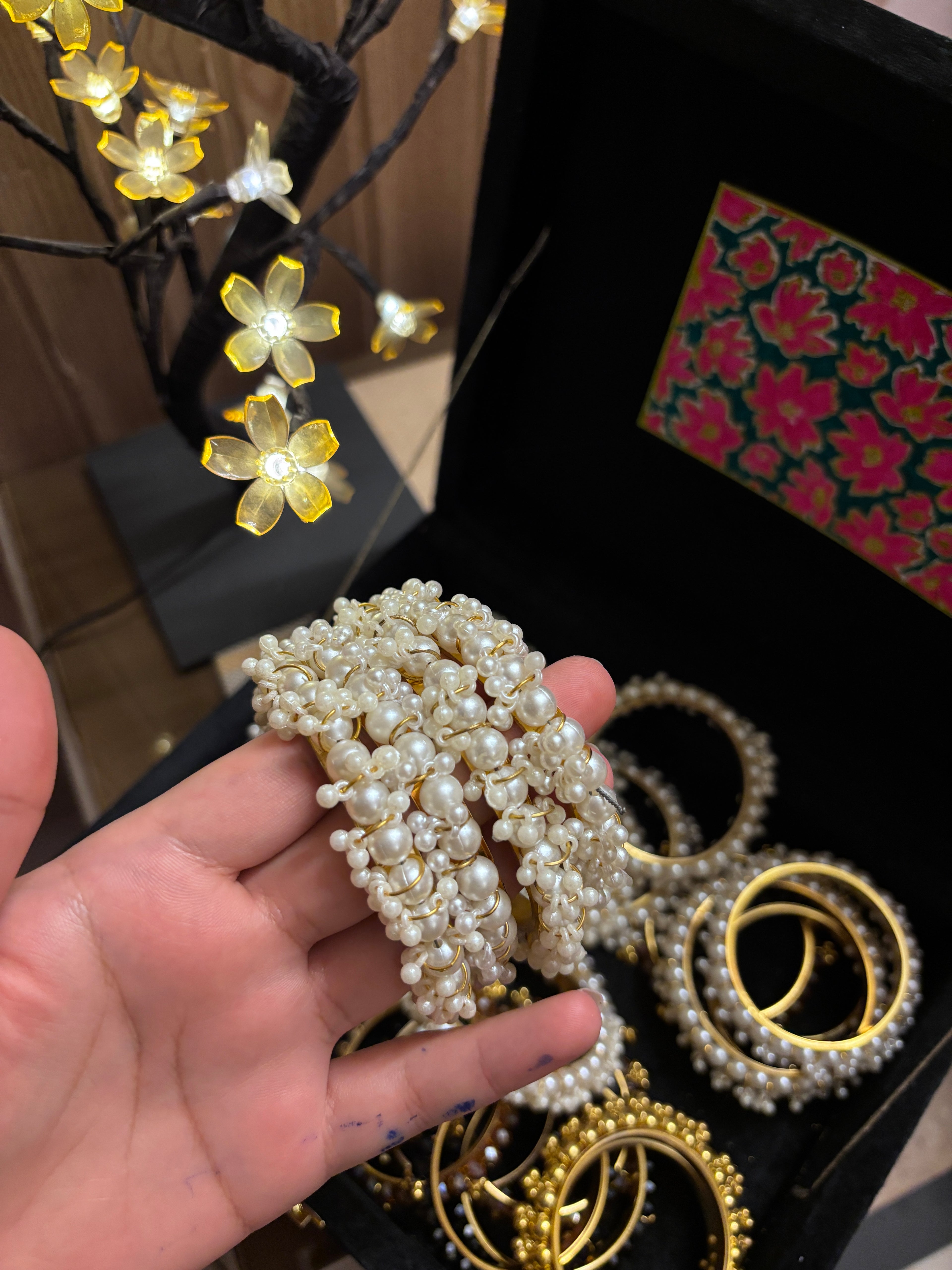 Elegant Pearl Cluster Chooriyan | Traditional Desi Pearl Bangles