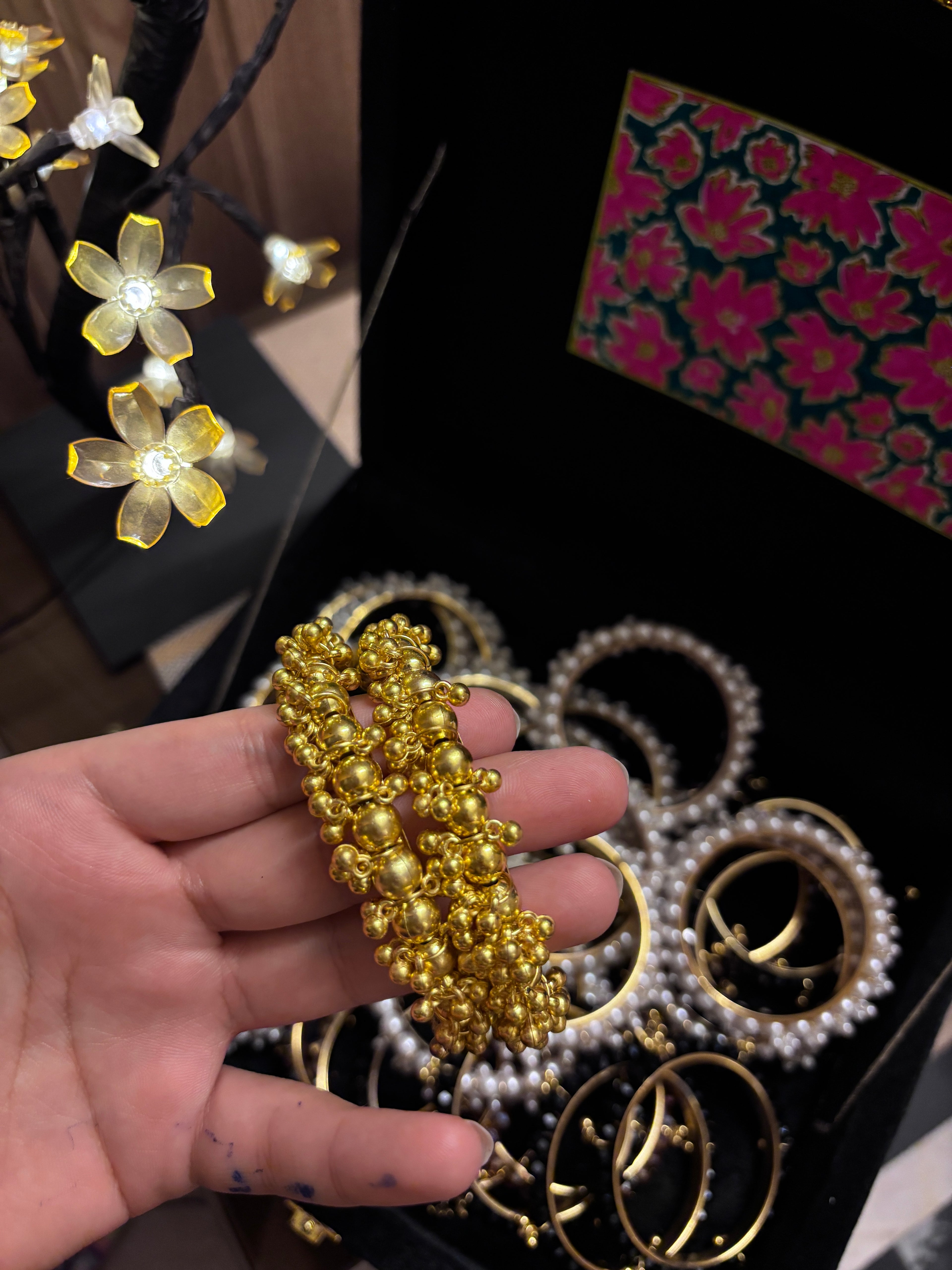 Traditional Gold Ghungroo Chooriyan Set | Classic Desi Bangles