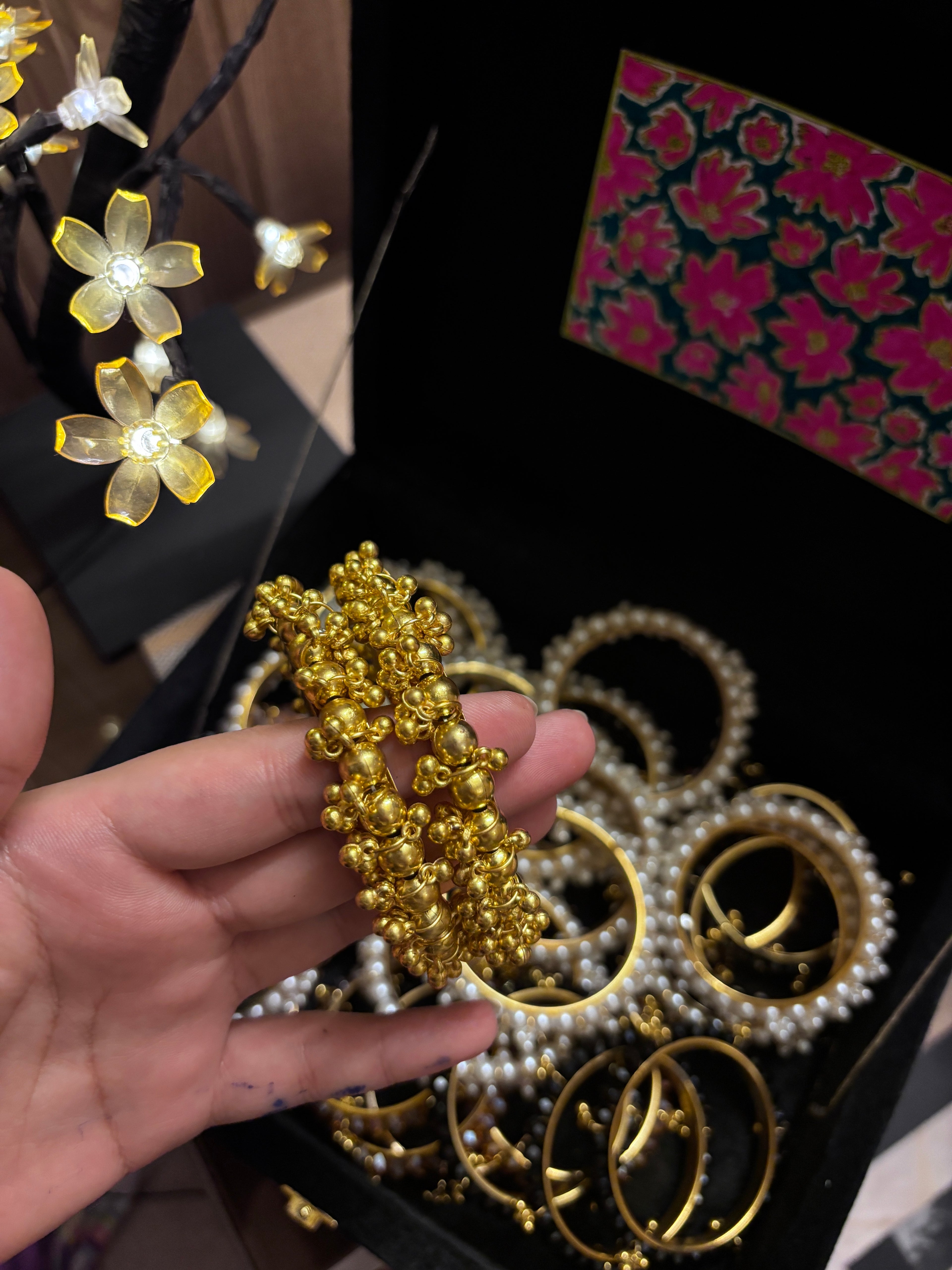 Traditional Gold Ghungroo Chooriyan Set | Classic Desi Bangles